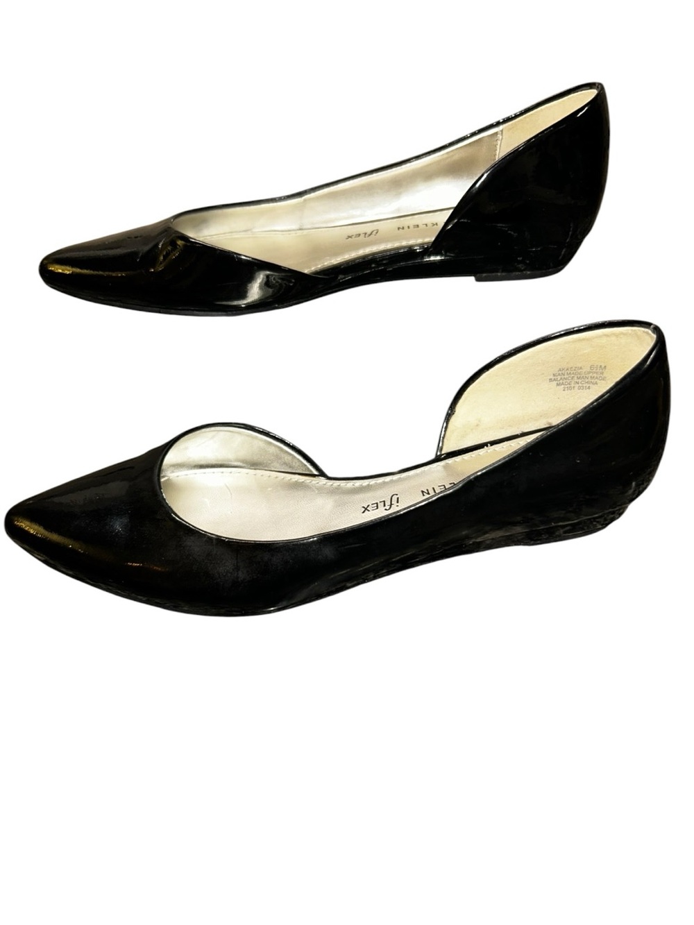 Anne Klein iFlex Black Patent D’Orsay Flats Pointed Toe Women’s Size 6.5M